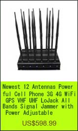 Newest 12 Antennas Powerful Cell Phone 3G 4G WiFi GPS VHF UHF LoJack All Bands Signal Jammer with Power Adjustable