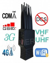 Portable 10 Antennas Blocker 2G/3G/4G + VHF + UHF + WiFi Jammer
