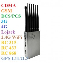 Portable Jammer Full Bands Mobile Phone 4G/3G/2G + WiFi2.4G + GPSL1 L2 L5 + LOJACK + RC433 315 868